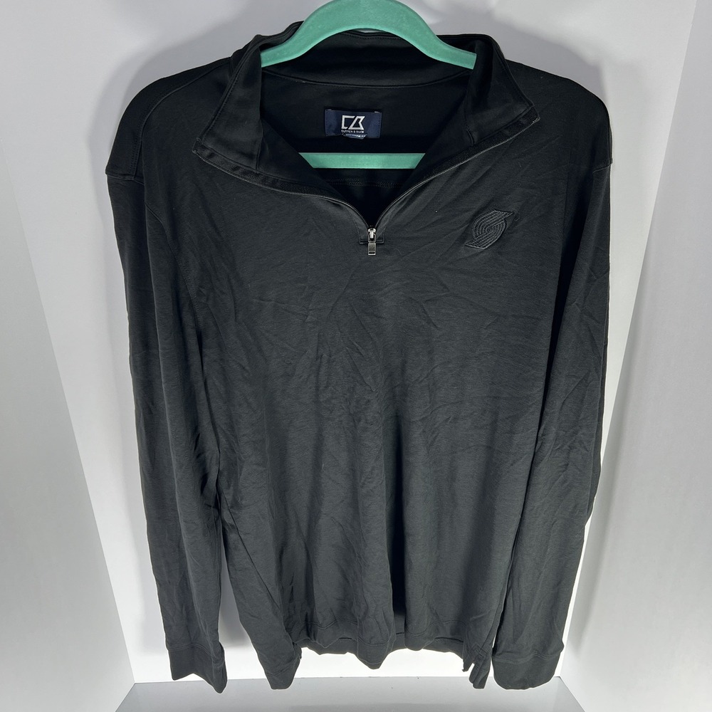 Portland Trail Blazers Cutter & Buck Black 1/4 Zip Pullover Medium Golf Training